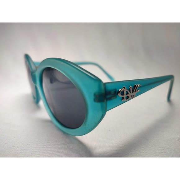 Vintage Diane Von Furstenberg Color Authority Teal Round Sunglasses 51/22/140 main image 4